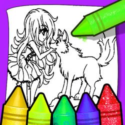Anime Wolf Girl Coloring Pages game cover